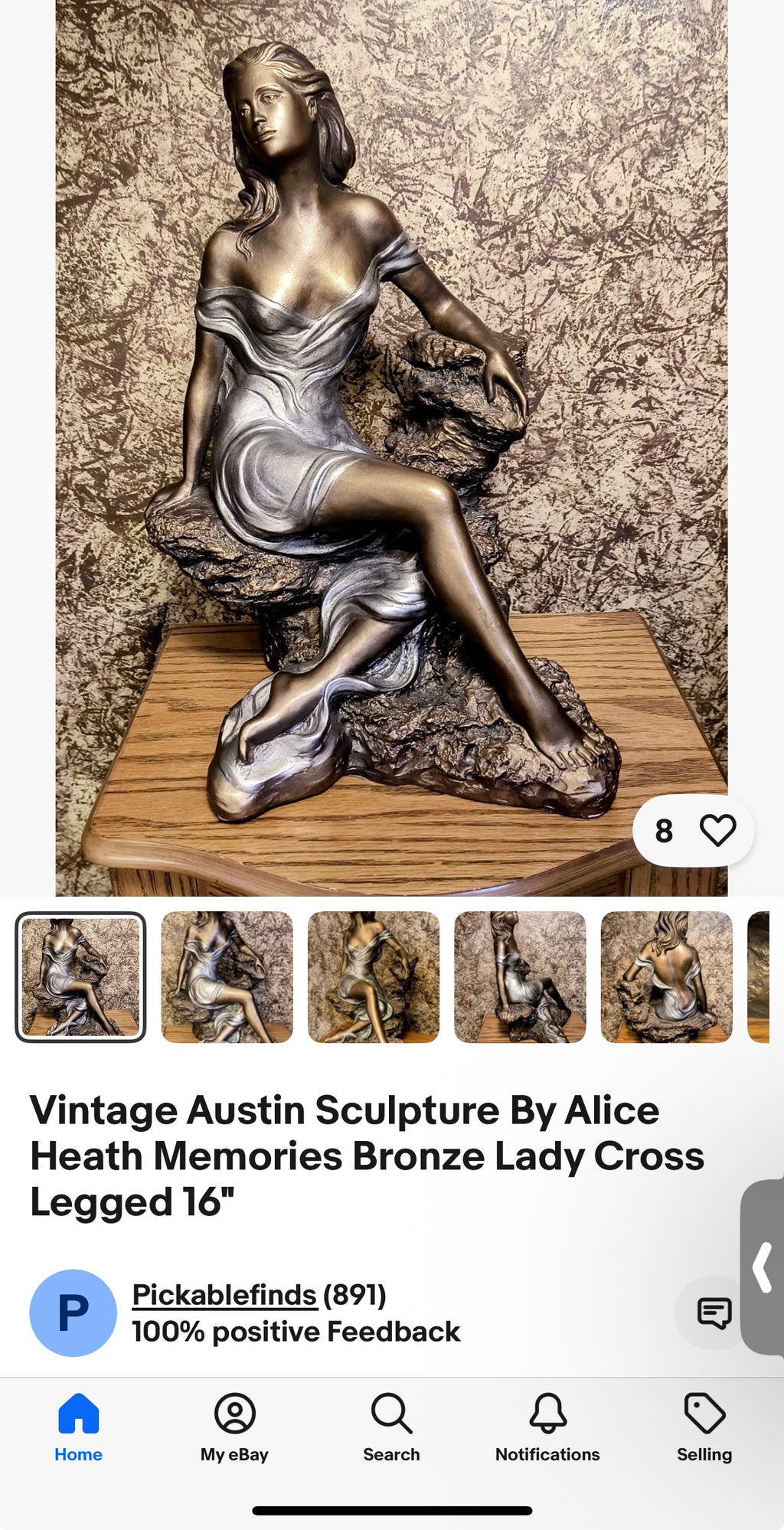 Vintage Austin Sculpture By Alice Heath Memories Bronze Lady Cross Legged 16"