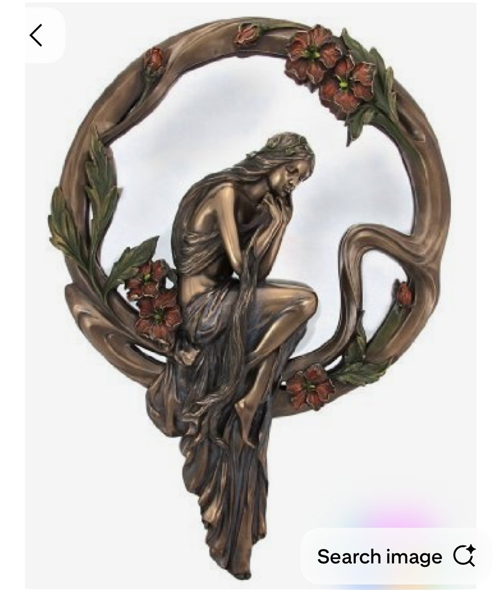 "Art Nouveau Lady Sitting in the Mirror"