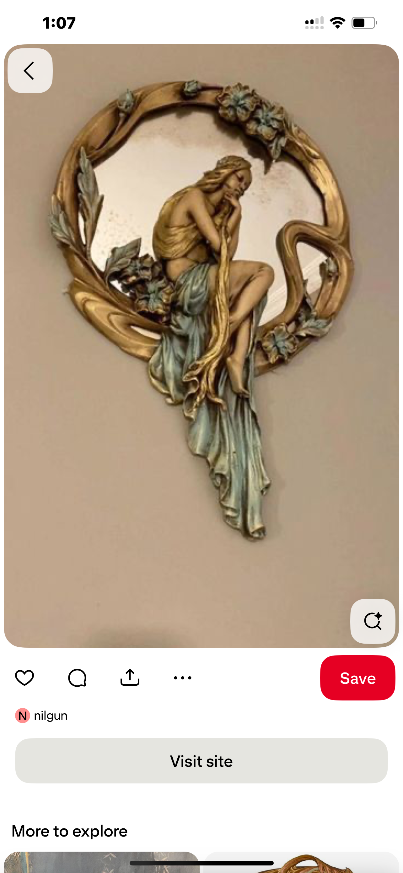 "Art Nouveau Lady Sitting in the Mirror"