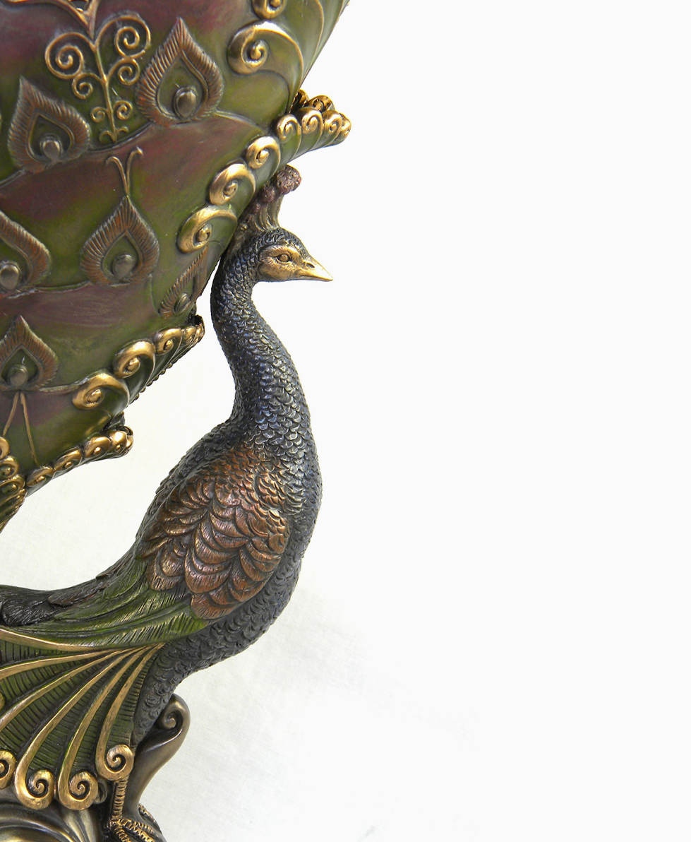 Bronze Finish Peacock 11.5 Inch Decorative Tissue Holder