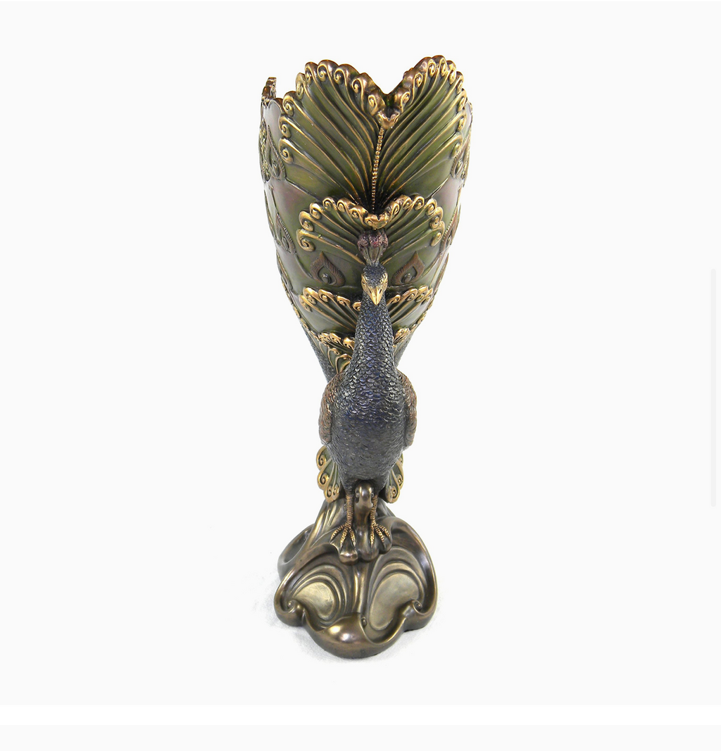 Bronze Finish Peacock 11.5 Inch Decorative Tissue Holder