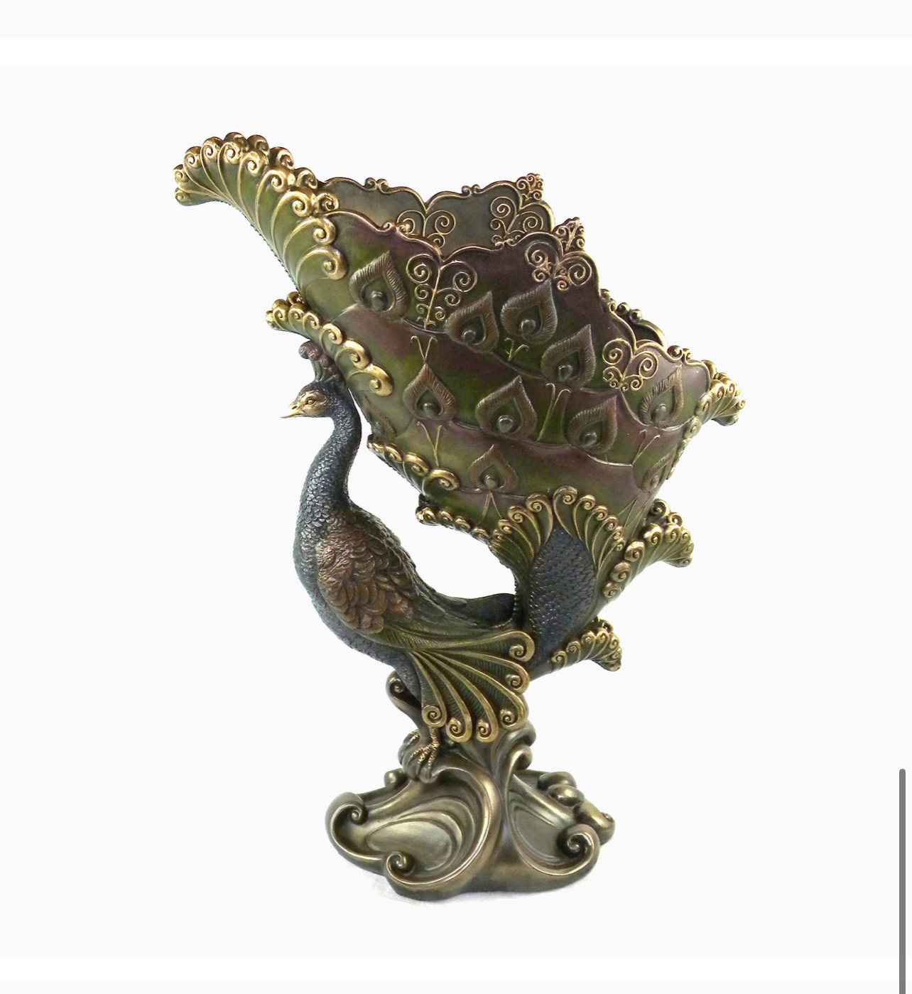 Bronze Finish Peacock 11.5 Inch Decorative Tissue Holder