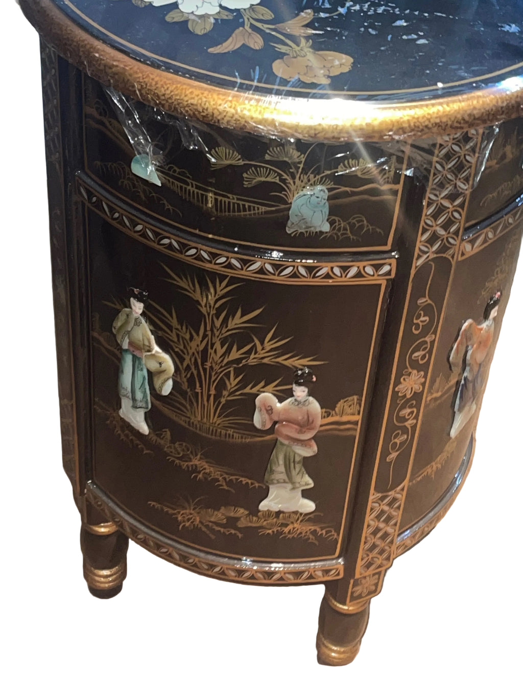 Oriental Round Table With Mother Of Pearls 3D Art Women figures