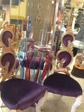 Gold Leaf Chair In Purple Velvet 50.5”Hx22.5”Wx20.5”L