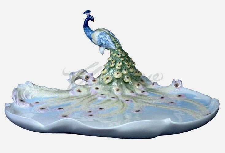 Decorative Serving Plate Porcelain Peacock