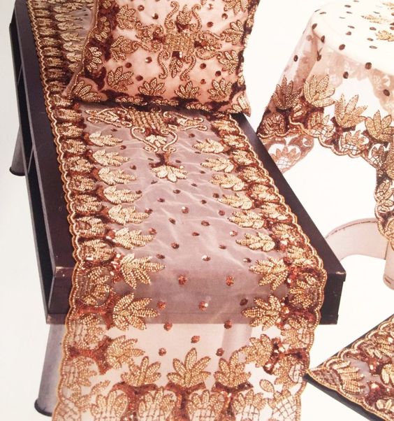 Elegant Beaded Design Set Includes Four (4) Placemats