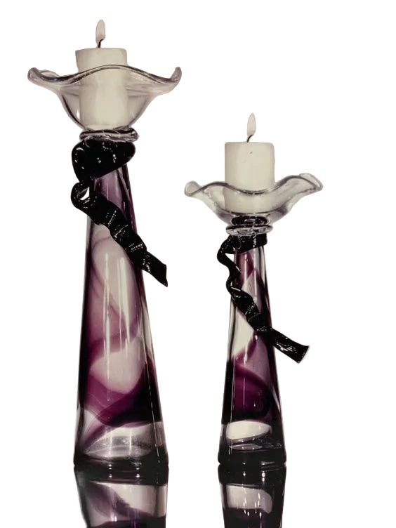 Elegant Blow Glass Candleholders Set Ok-Lg-5302C