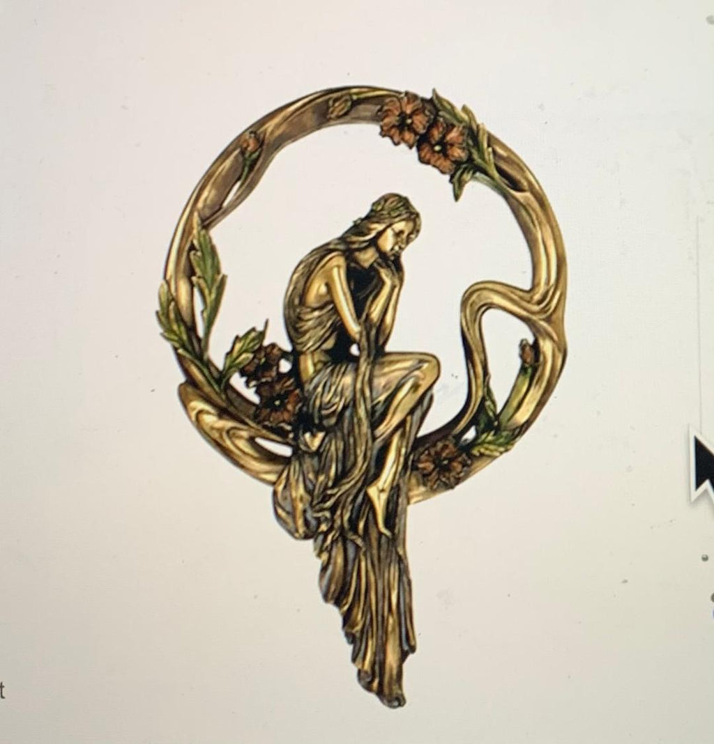 "Art Nouveau Lady Sitting in the Mirror"