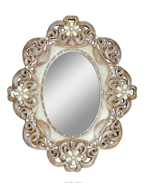 vintage Mirror With Crystal Stones And Rearls